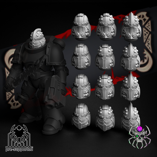 Helms Bits Set, Masks Bits Set, Shoulders Bits Set - Fangs of Megalodon by EightLegsMiniatures